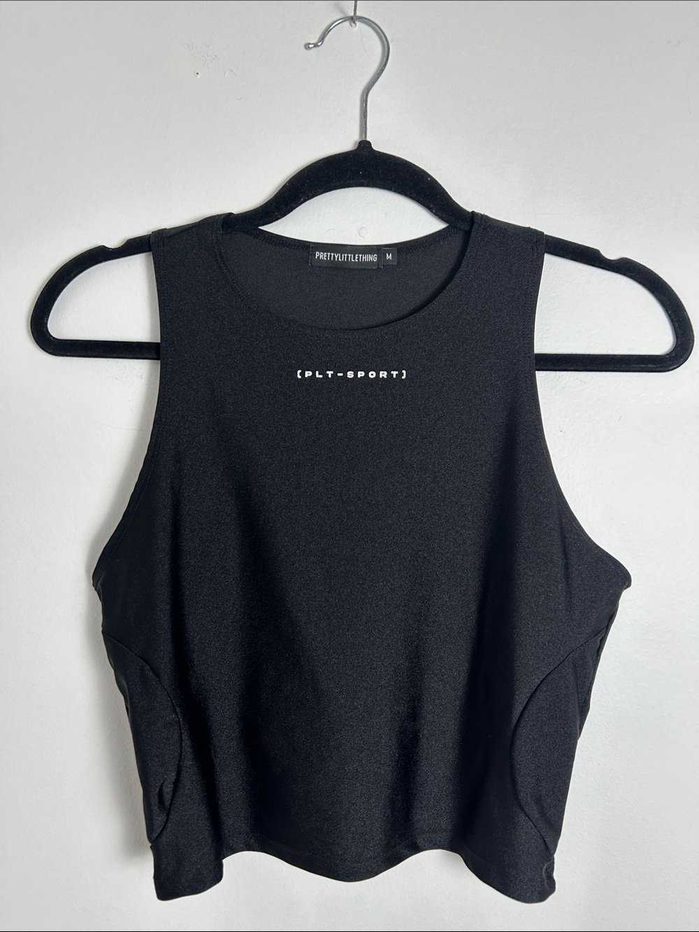 PrettyLittleThing PLT Sport Black Cropped women Tank Top Medium gym yoga atlete
